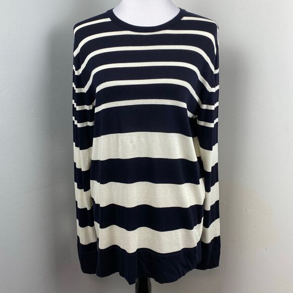 Italy Authentic Original Vintage Style Black Striped Long Sleeve Knit Top XXL - Picture 1 of 8